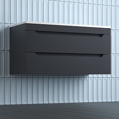 Style Line Тумба с раковиной Остин 100 подвесная графит – фотография-4